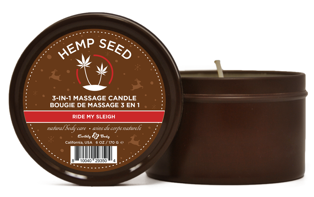 Hemp Seed 3-in-1 Massage Candle Ride My Sleigh  6oz- 170 G