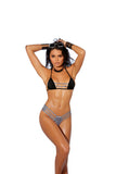 Lycra Bikini Top and Matching G-String - One Size - Black-white