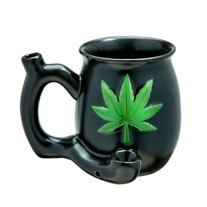 Black Matt Mug Wirh Embossed Green Leaf - Roast  and Toast