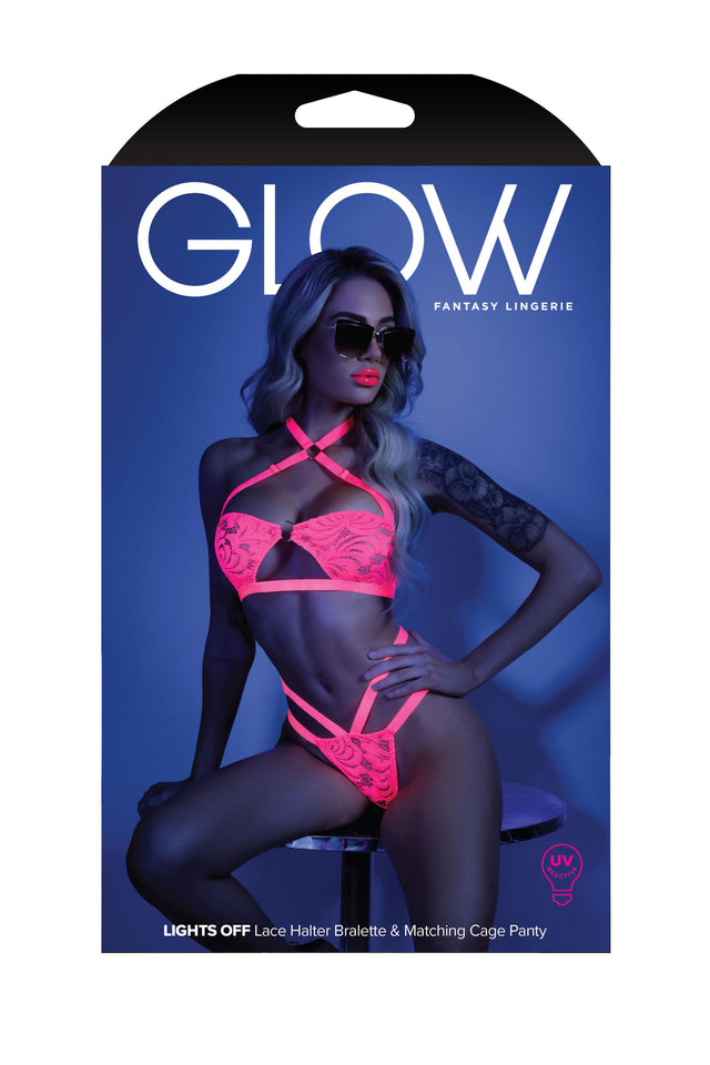 Lights Off Bralette and Panty - Small-medium -  Neon Pink