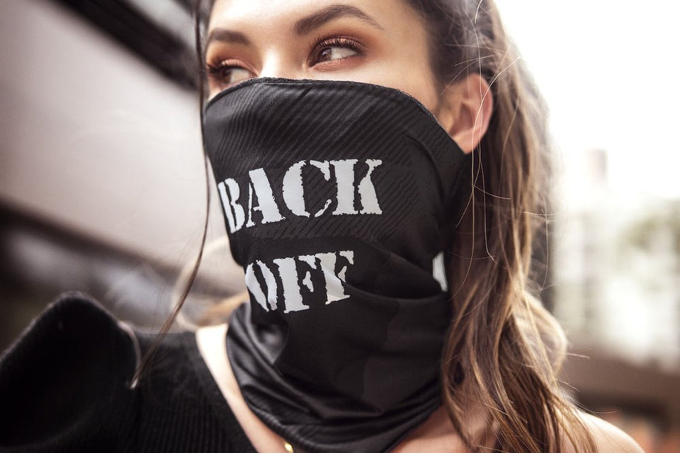 Face- Neck Bandana - Back Off - Black Print -  One Size
