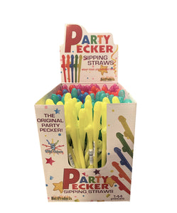 Party Pecker Sipping Straws 5 Assorted Colors 144  Pcs Display