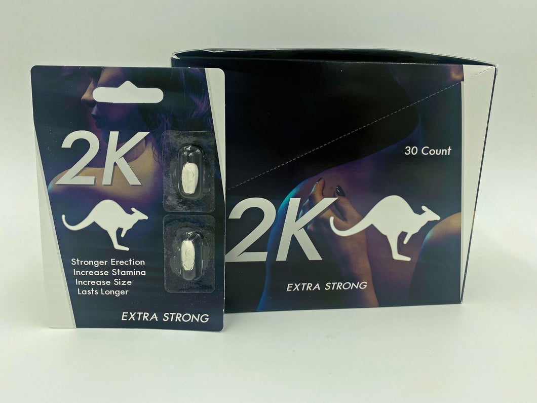 Kangaroo 2k - White - Extra Strong - 30 Count Display - 2 Capsule Blister