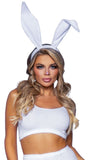 Bendable Velvet Bunny Ears - White