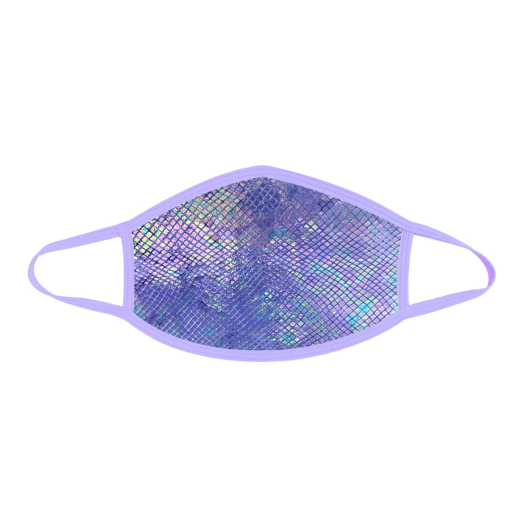 Purple Python Holographic Face Mask With Lavender  Trim