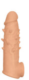 Natural Realskin Spiked Vibrating Penis Xtender - White