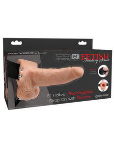 Fetish Fantasy Series 6" Hollow Rechargeable Strap-on With Remote - Flesh