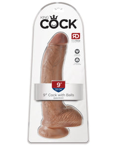 King Cock  9" Cock With Balls - Tan