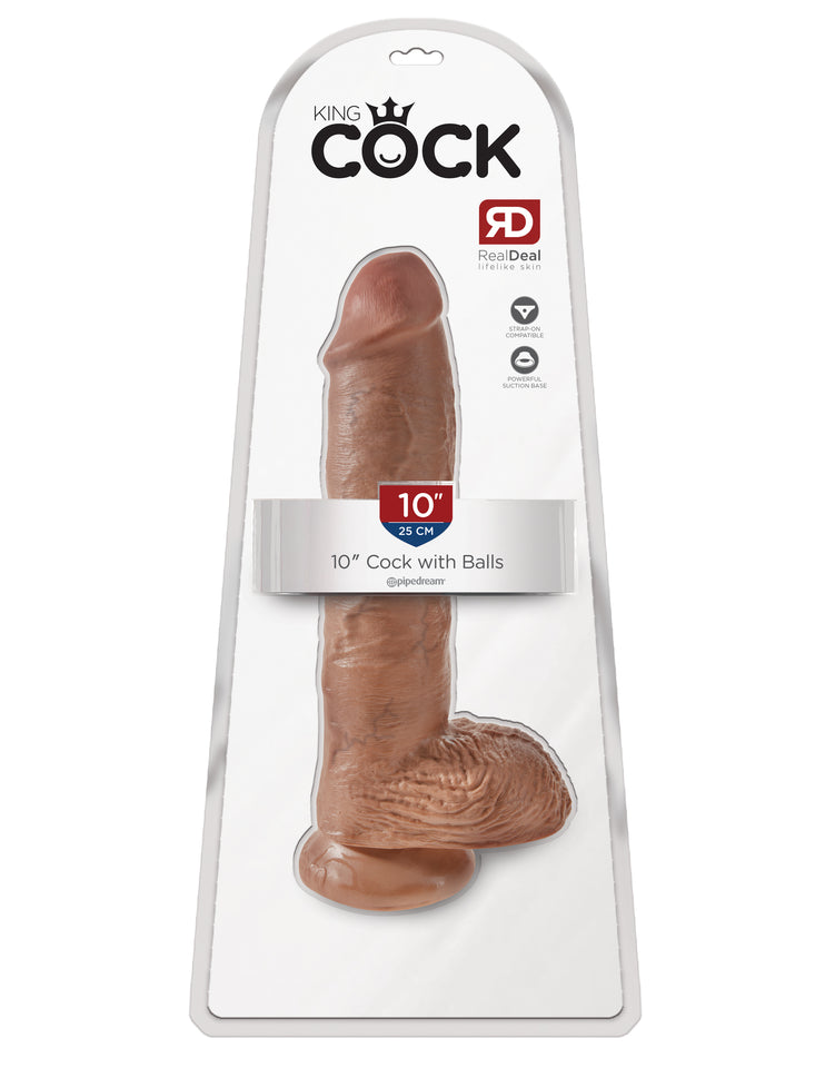 King Cock  10" Cock With Balls - Tan