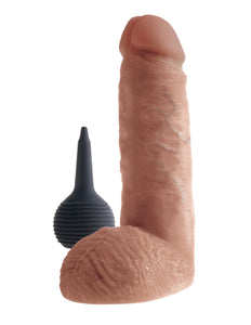 King Cock 8" Squirting Cock With Balls -Tan