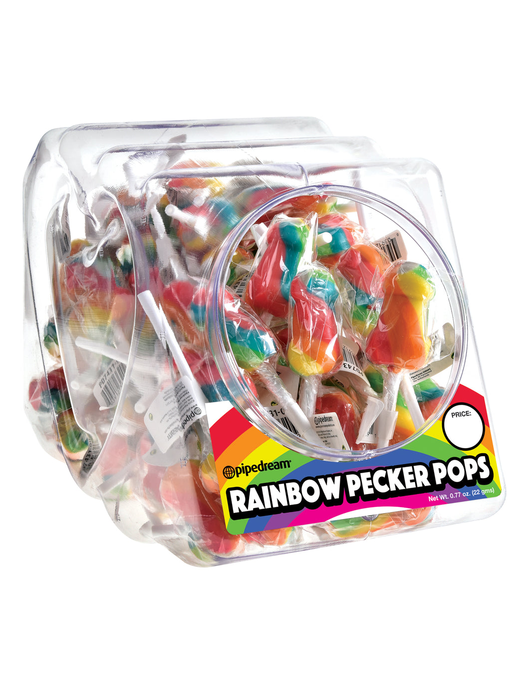 Rainbow Pecker Pops - 72 Count Fishbowl