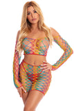 Pink Lipstick - Pot of Gold 2 Pc Skirt Set - One  Set - One Size - Rainbow