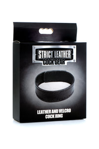 Leather and Velcro Cock Ring - Black