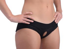 Lace Envy Black Crotchless Panty Harness - S-m