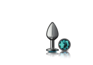 Cheeky Charms - Gunmetal Metal Butt Plug - Round - Teal - Medium