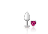 Cheeky Charms - Silver Metal Butt Plug - Heart - Bright Pink - Medium