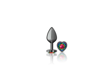 Cheeky Charms - Gunmetal Metal Buttplug - Heart - Rainbow - Medium