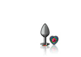 Cheeky Charms - Gunmetal Metal Buttplug - Heart - Rainbow - Medium