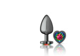 Cheeky Charms - Gunmetal Metal Butt Plug - Heart - Rainbow - Large