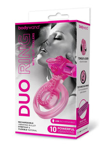Bodywand Rechargeable Duo Ring With Clit Tickler - Pink